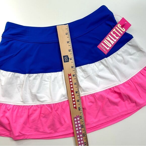 Lilly Pulitzer Luxletic Peachy Skort Blue Grotto Skort Colorblock UPF 50+ XS - Picture 10 of 14